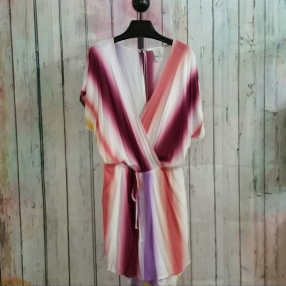 Striped Surplice Romper- Plus Size